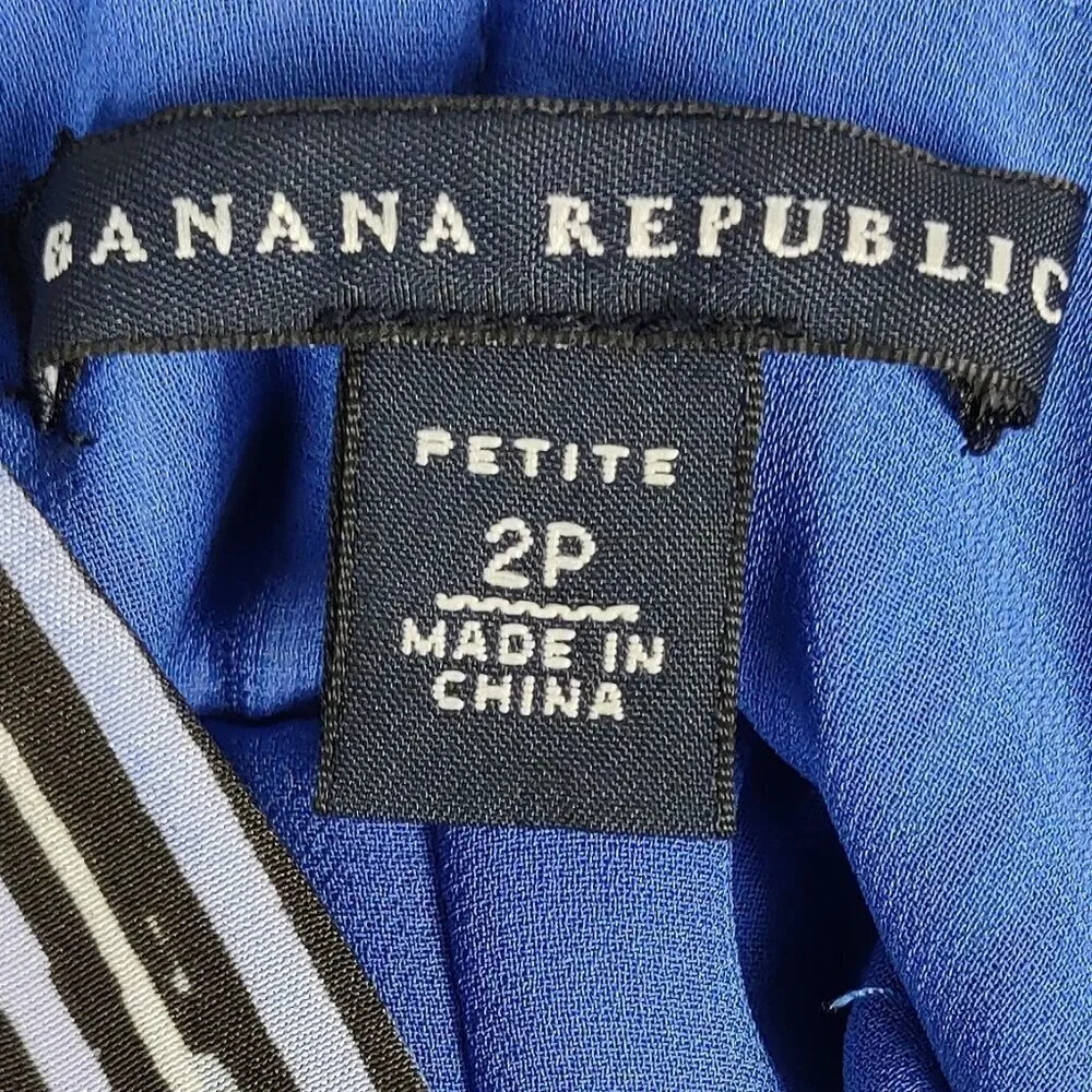 Banana Republic Silk Striped Halter Empire Waist Dress Blue 2P - Picture 9 of 11